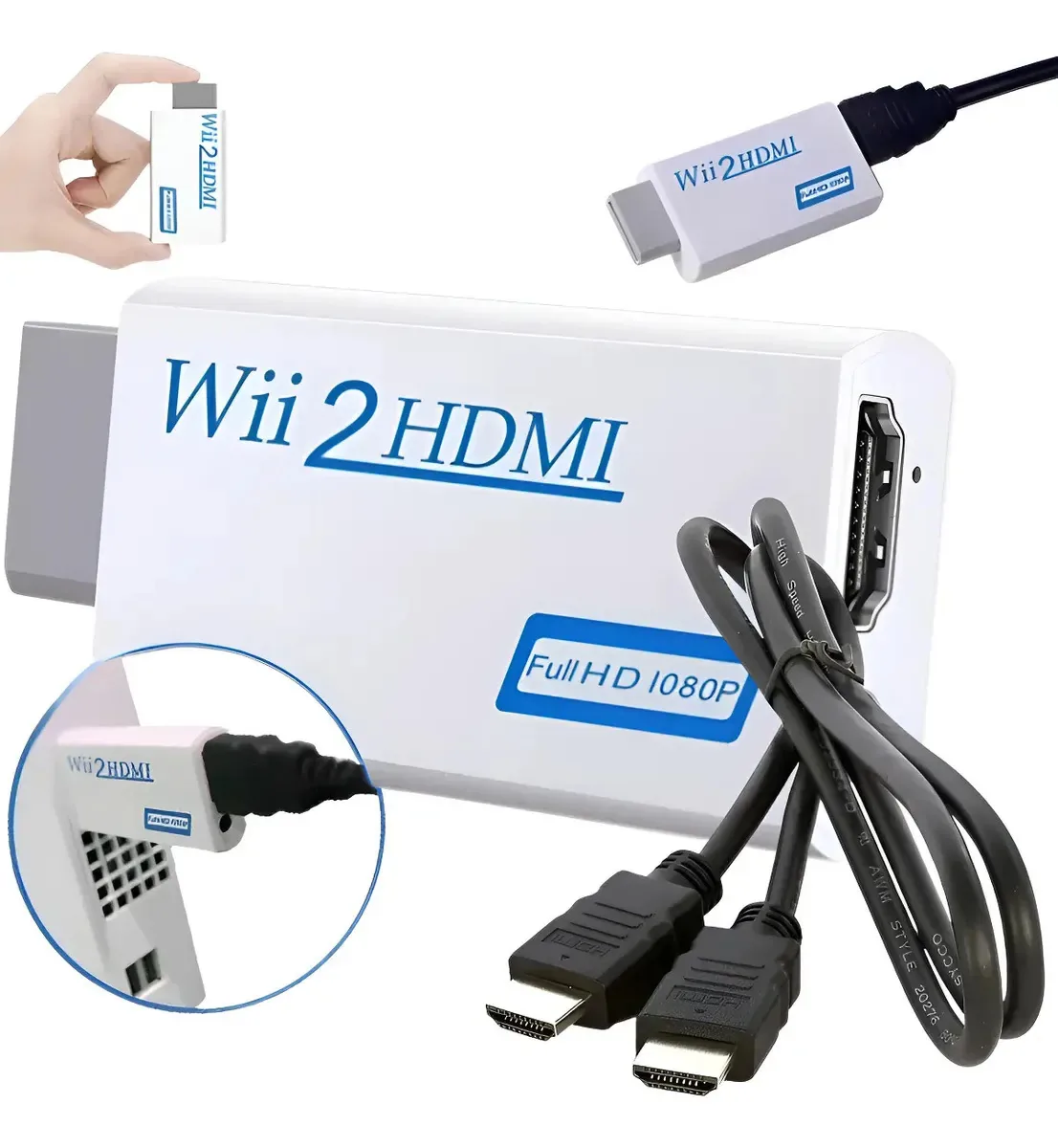 Adaptador Hdmi Para Nintendo Wii + Cabo Hdmi 1 Metro