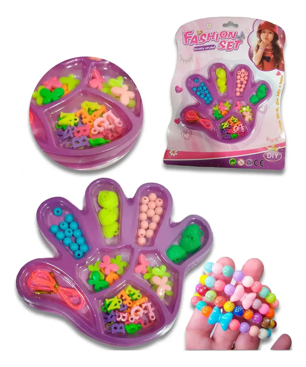 Brinquedo Infantil Menina Kit Miçangas Para Pulseira 50pçs