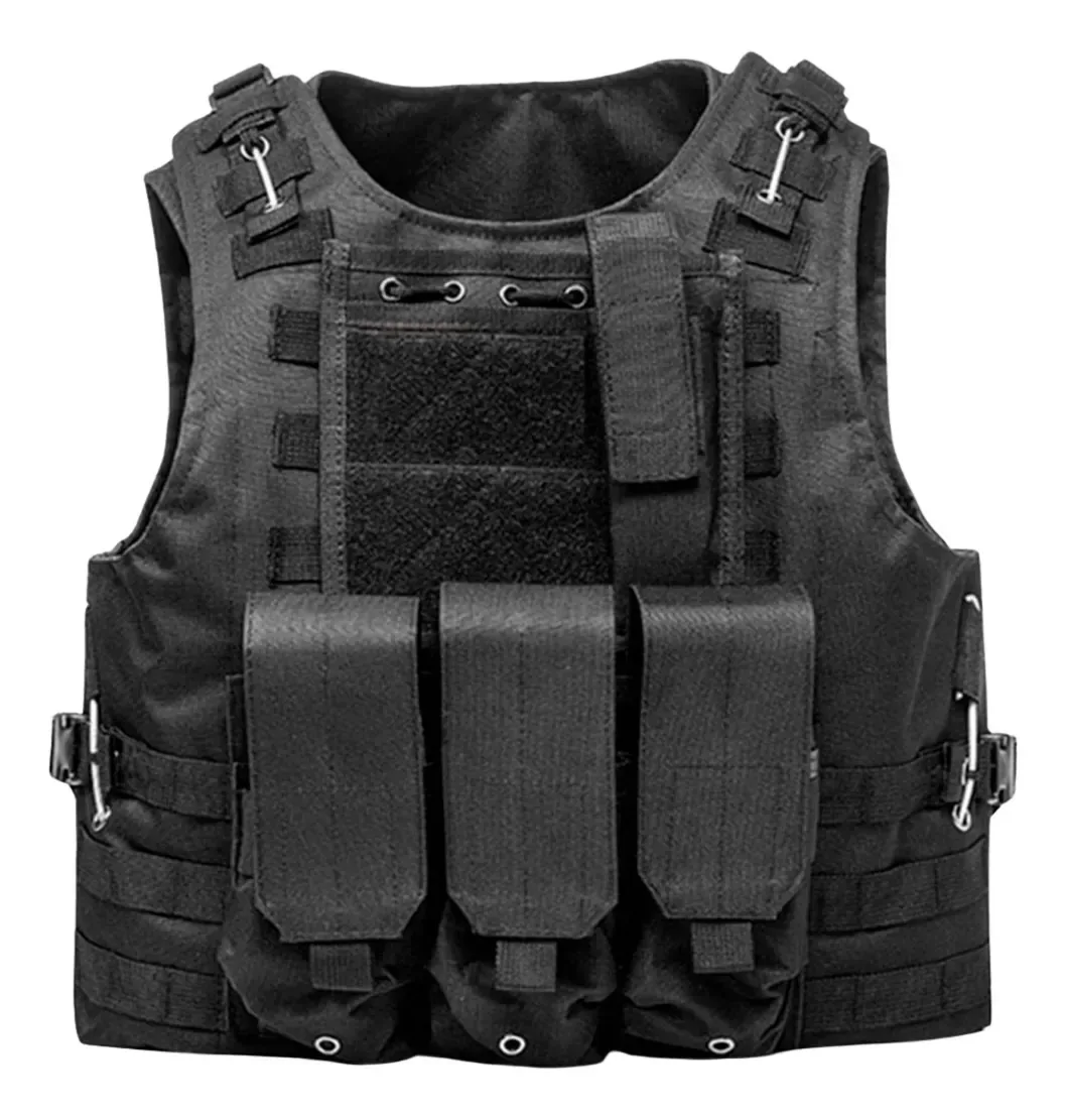 Colete Modular Tatico Airsoft Militar Com Coldre Capa 5 Aces Preto 51 X 52 Cm