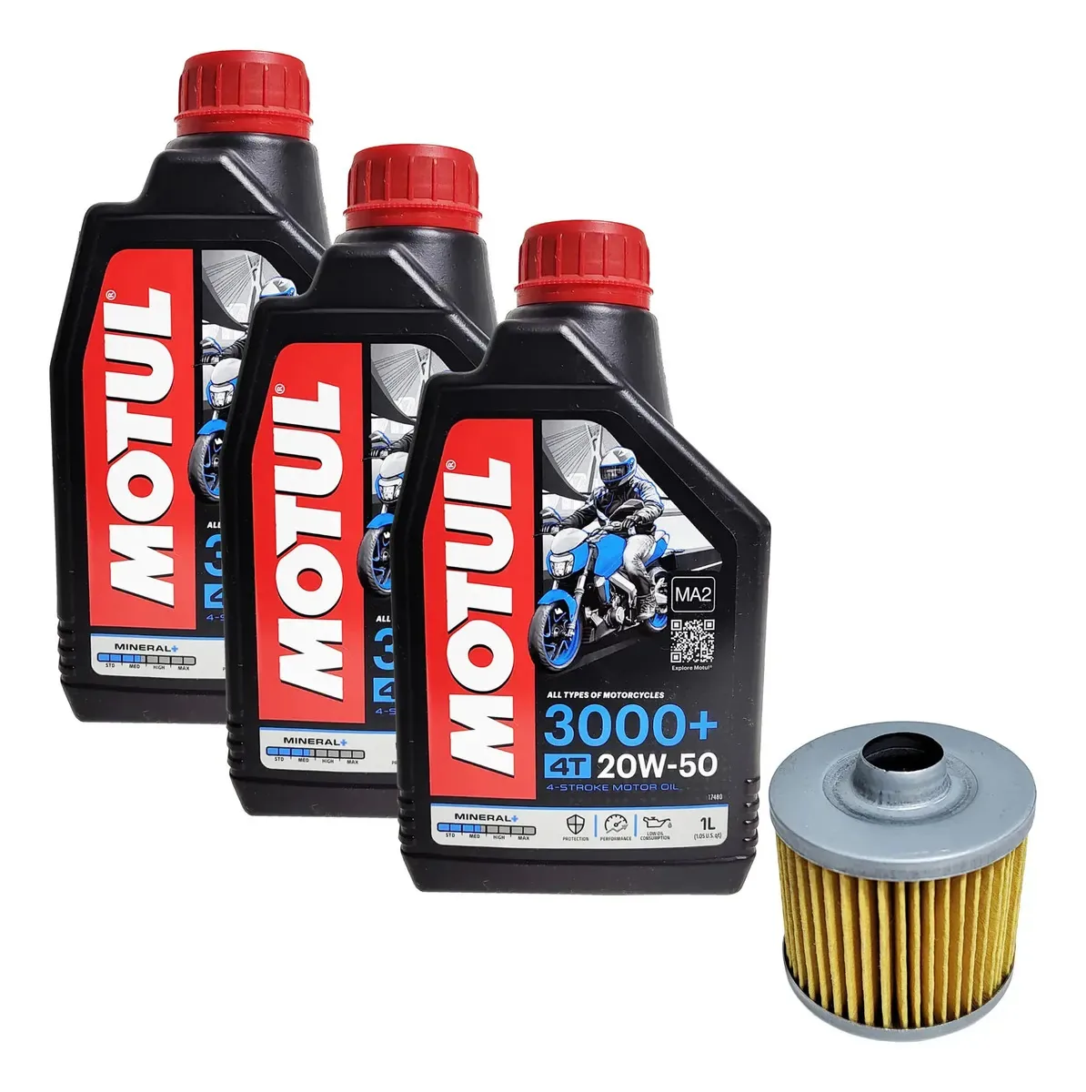 Kit 3 Litros Oleo Motor Motul 20w50 3000 Filtro Oleo Xt 660