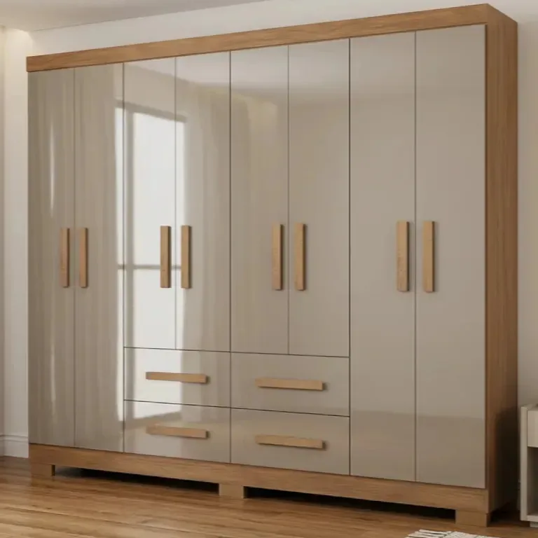 Guarda Roupas Casal Grande 8 Portas 4 Gavetas Marrom Moderno.