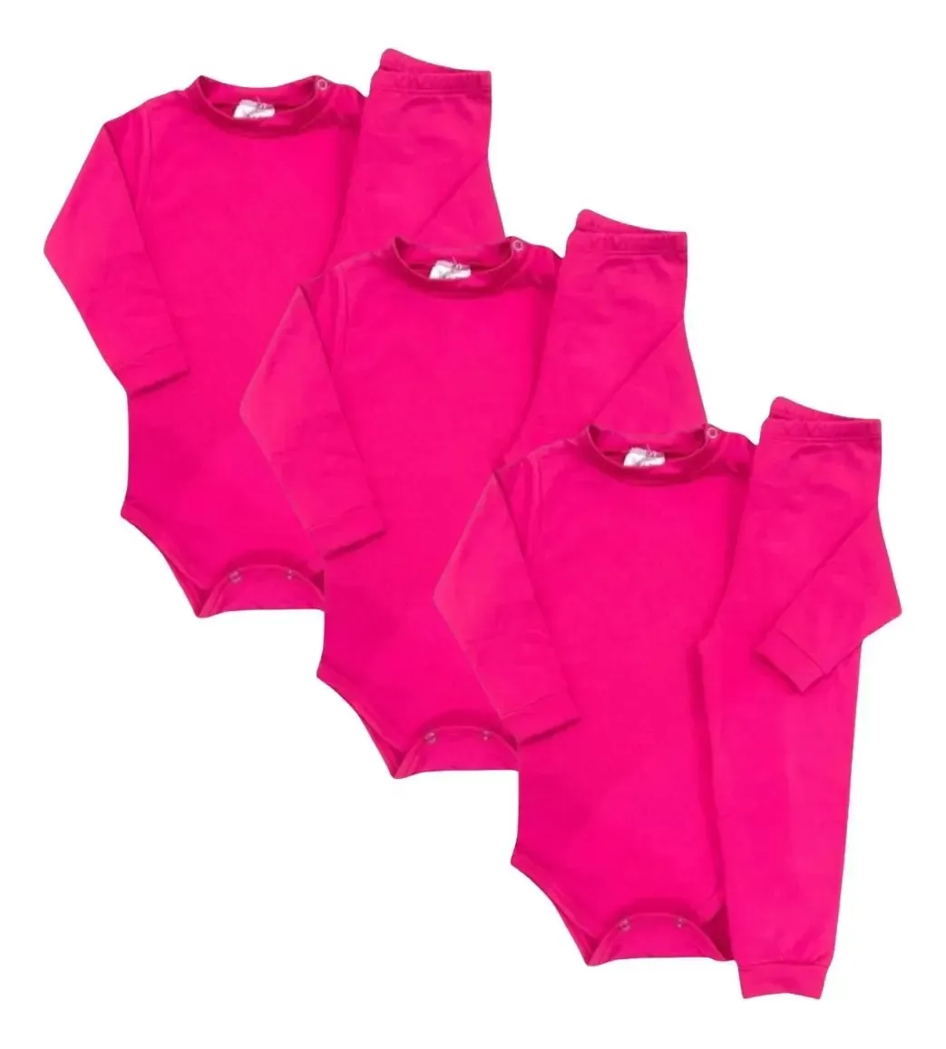 Kit de Conjuntos Térmicos Segunda Pele Fofotinhos Para Bebês Pink