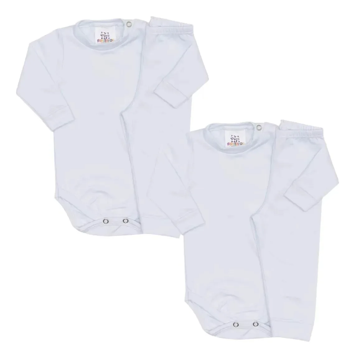 Kit 2 Conjuntos Térmicos Body E Calça Peluciado Bebê Inverno Branco 02 2