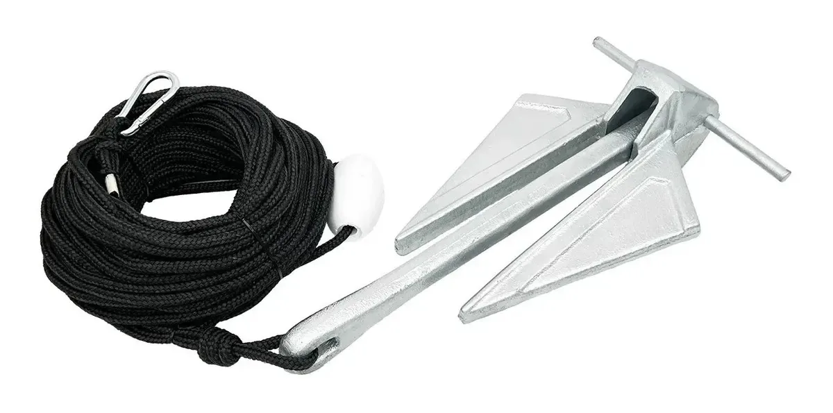 Kit Âncora 7kg (25 Metros) Danforth HW para Barco Lancha ou Veleiro - Galvanizada sem Solda