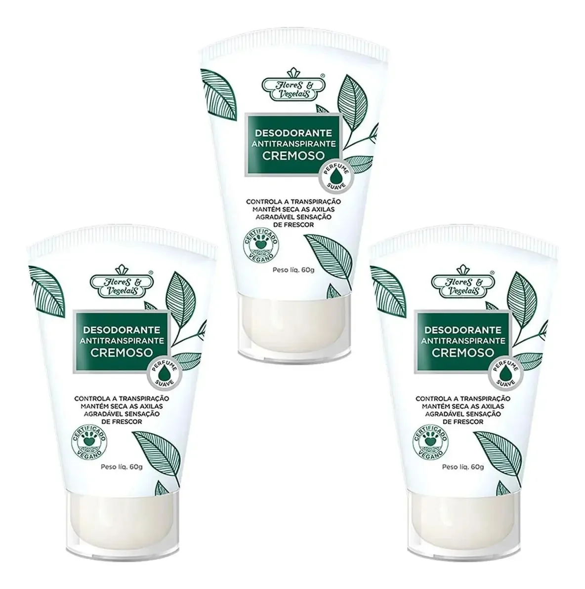 3x Desodorante Antitranspirante Cremoso Flores&vegetais 60g