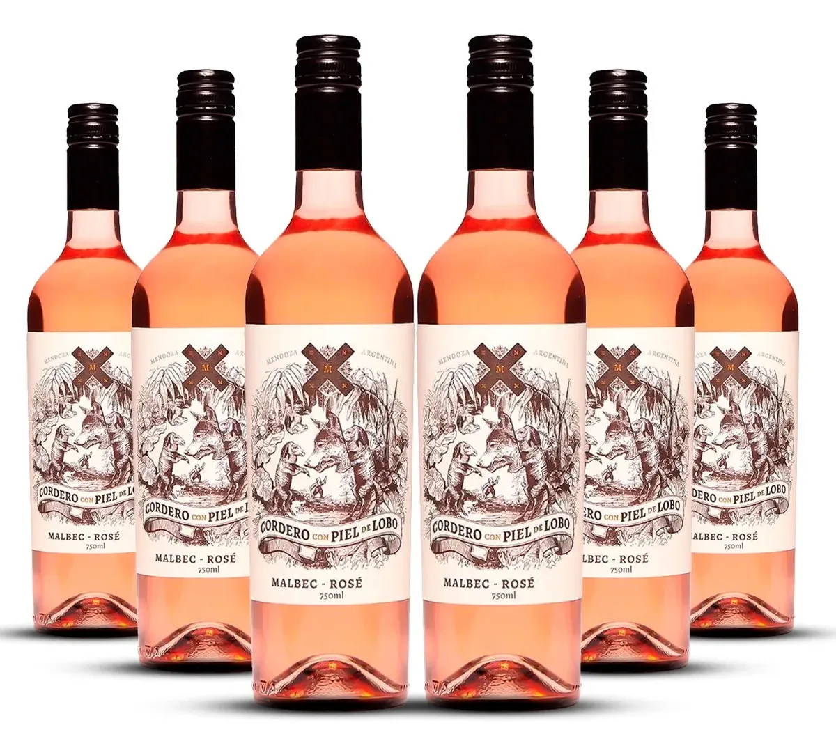 Kit 6 Vinhos Argentino Cordero Rosado-malbec 750ml