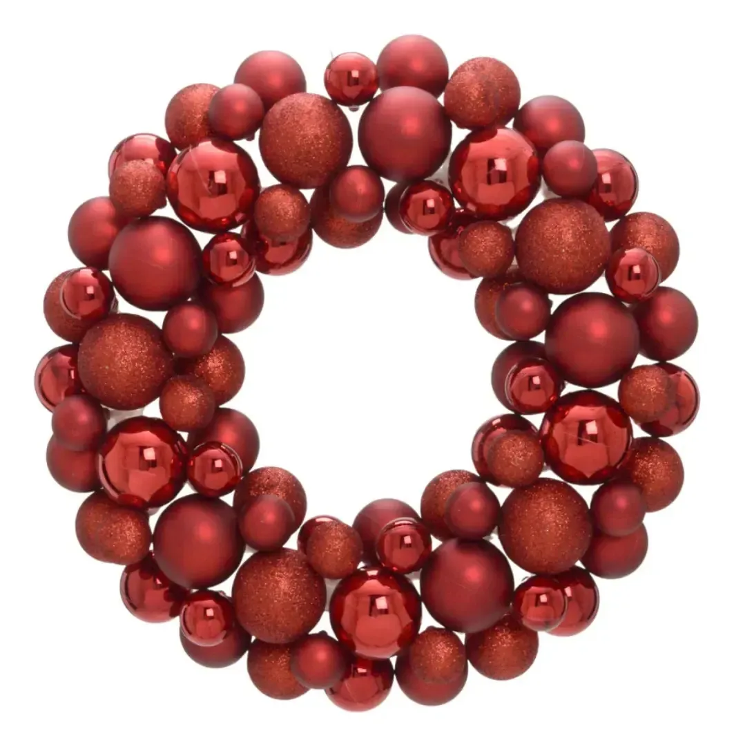 Guirlanda Bolas Natalinas 35cm Enfeite Porta Decoração Natal Vermelho