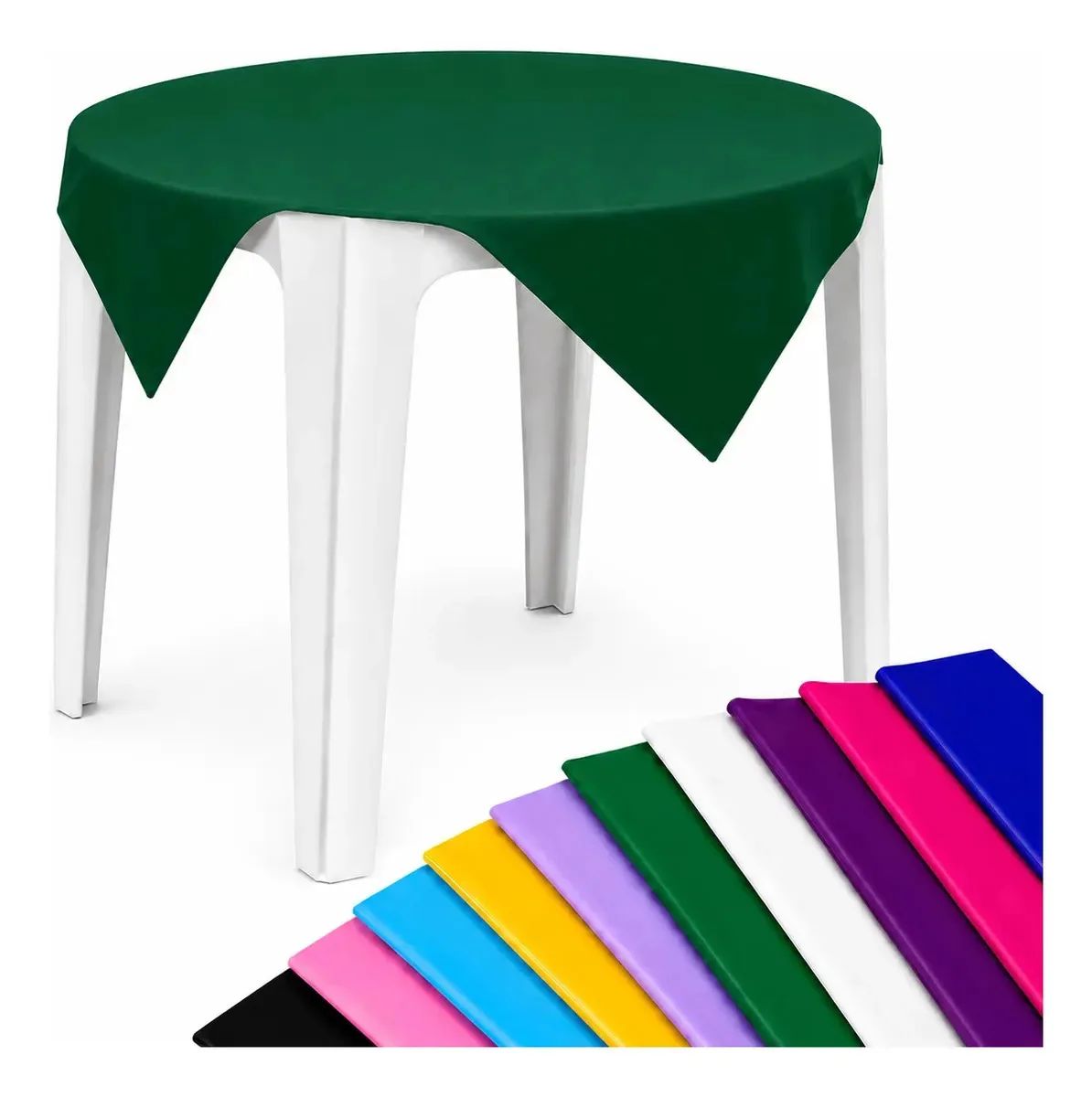 10 Toalhas Mesa Perolizadas 78x78 Descartável Festas Verde-escuro
