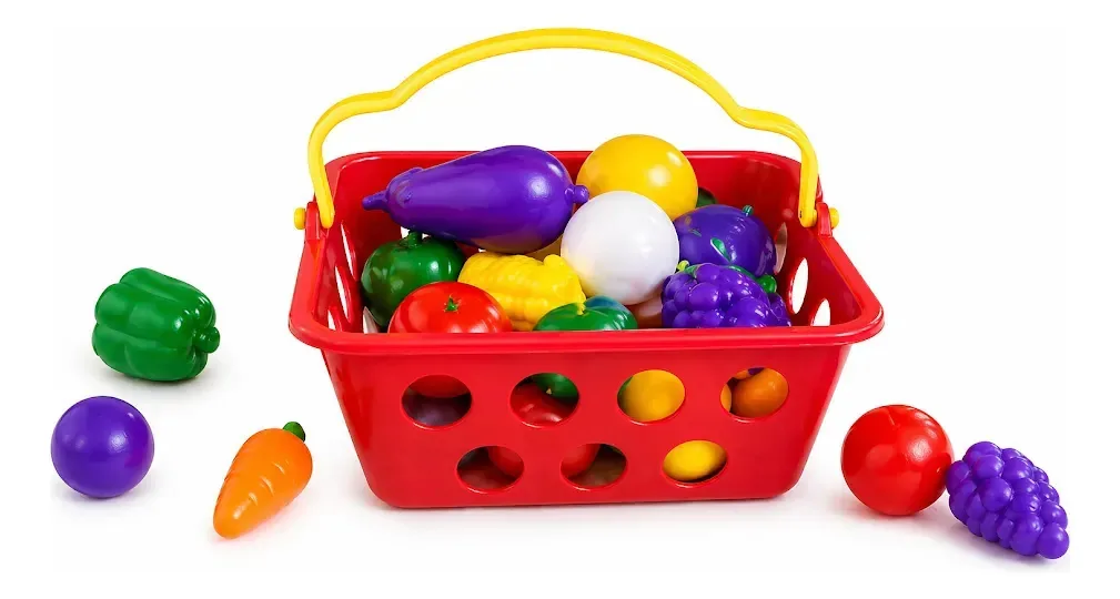 Cestinha de Brinquedo Zuca Toys com Frutas e Legumes