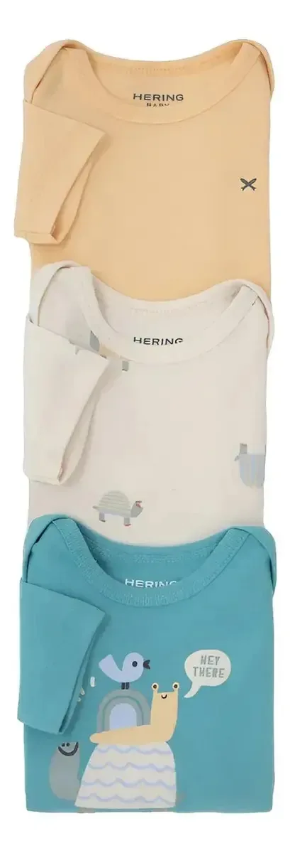 Kit Com 3 Bodies Bebê Menino Manga Curta Ribana Hering Kids Azb 9m