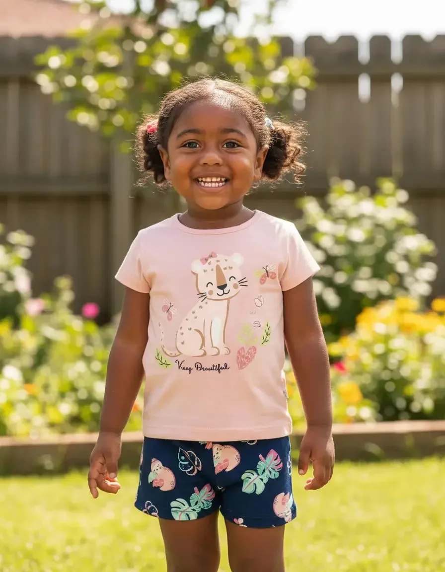 Conjunto Infantil Verão Shorts E Blusa Rosa Menina Brandili Rosa - 3 Anos