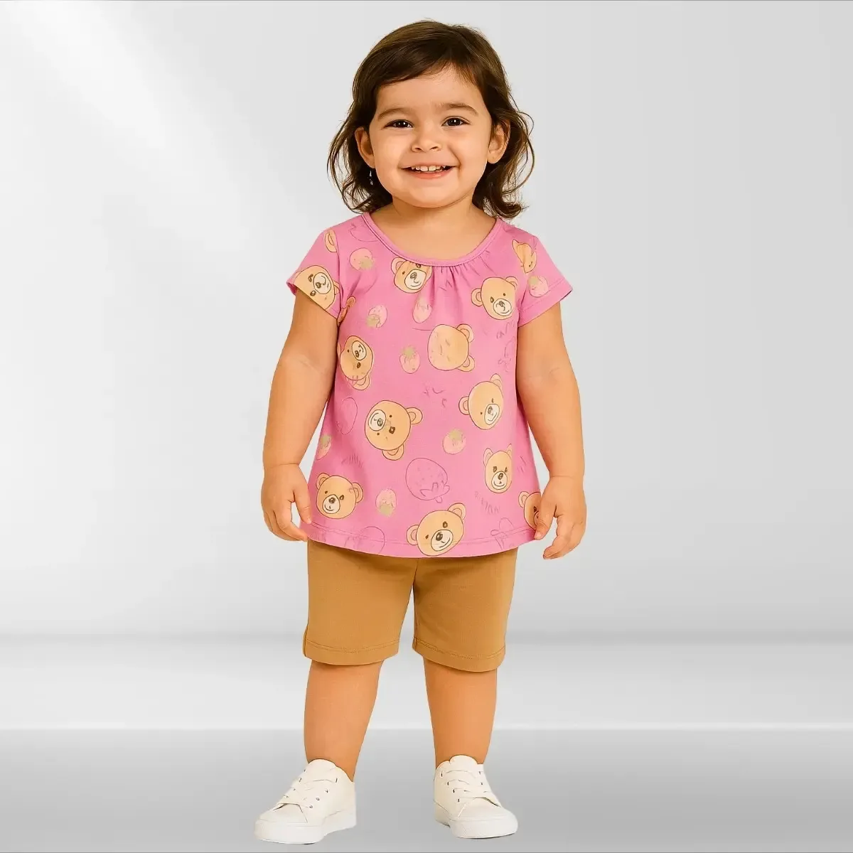 Conjunto Infantil Menina Brandili Blusa Rosa E Shorts 26653 Cor Pink - 26590