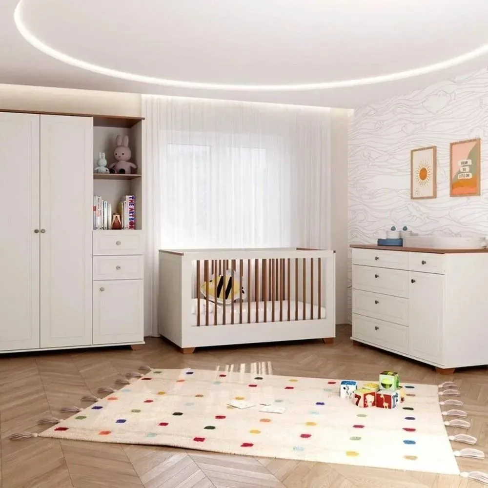 Jogo De Quarto Casatema Ananda Off White/mel Inclui 3 Peças - Com Cama E