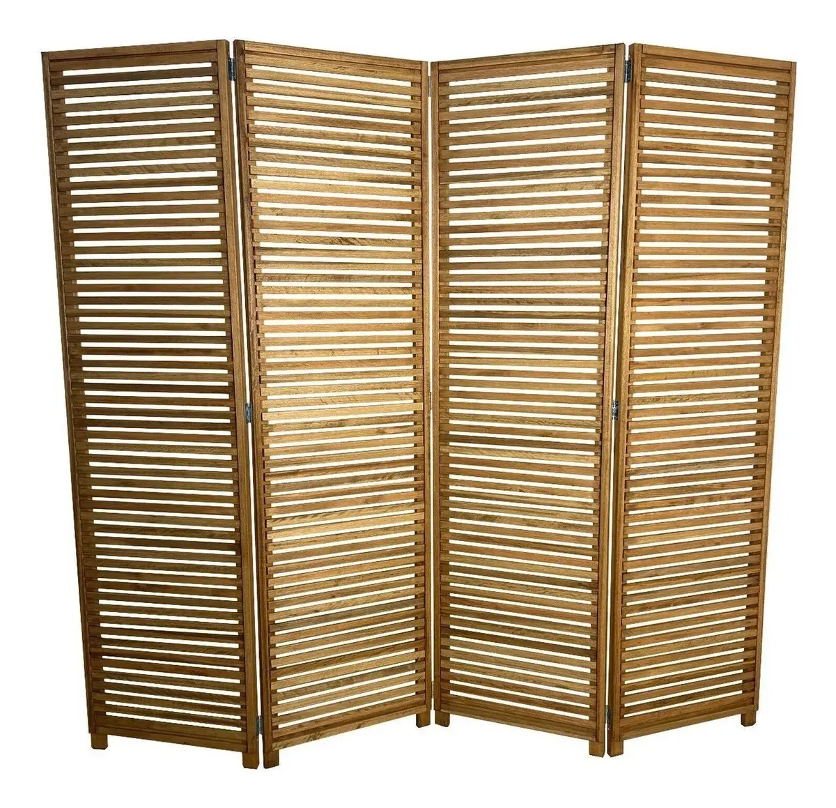 Biombo Decorativo De Madeira 4 Folhas Ripado Sanfonado Maju Madeiral
