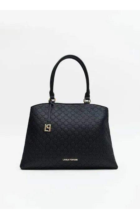 Bolsa Shopping Com Frequência E Pingente Preto