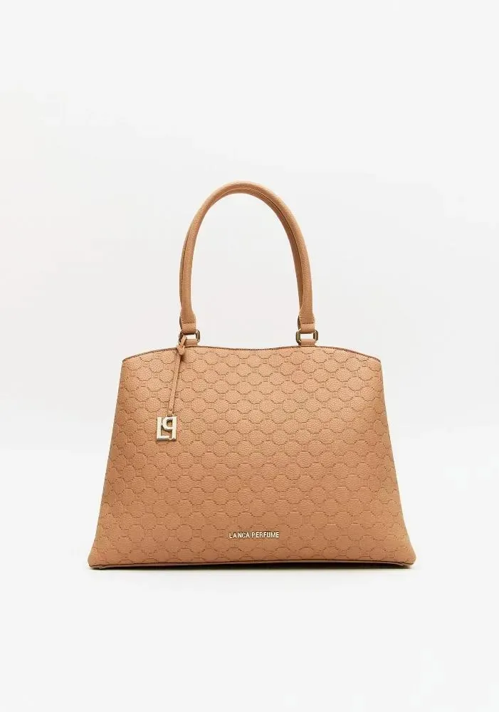 Bolsa Shopping Com Frequência E Pingente Bege