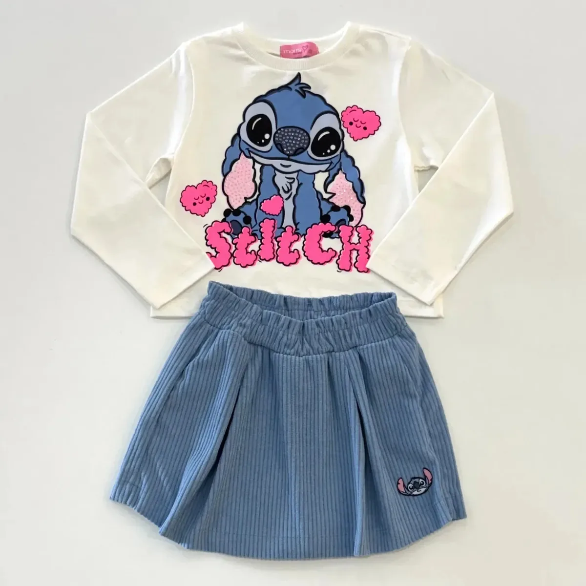Conjunto Infantil Menina Momi Blusa Stitch E Shorts J7177 Azul 1