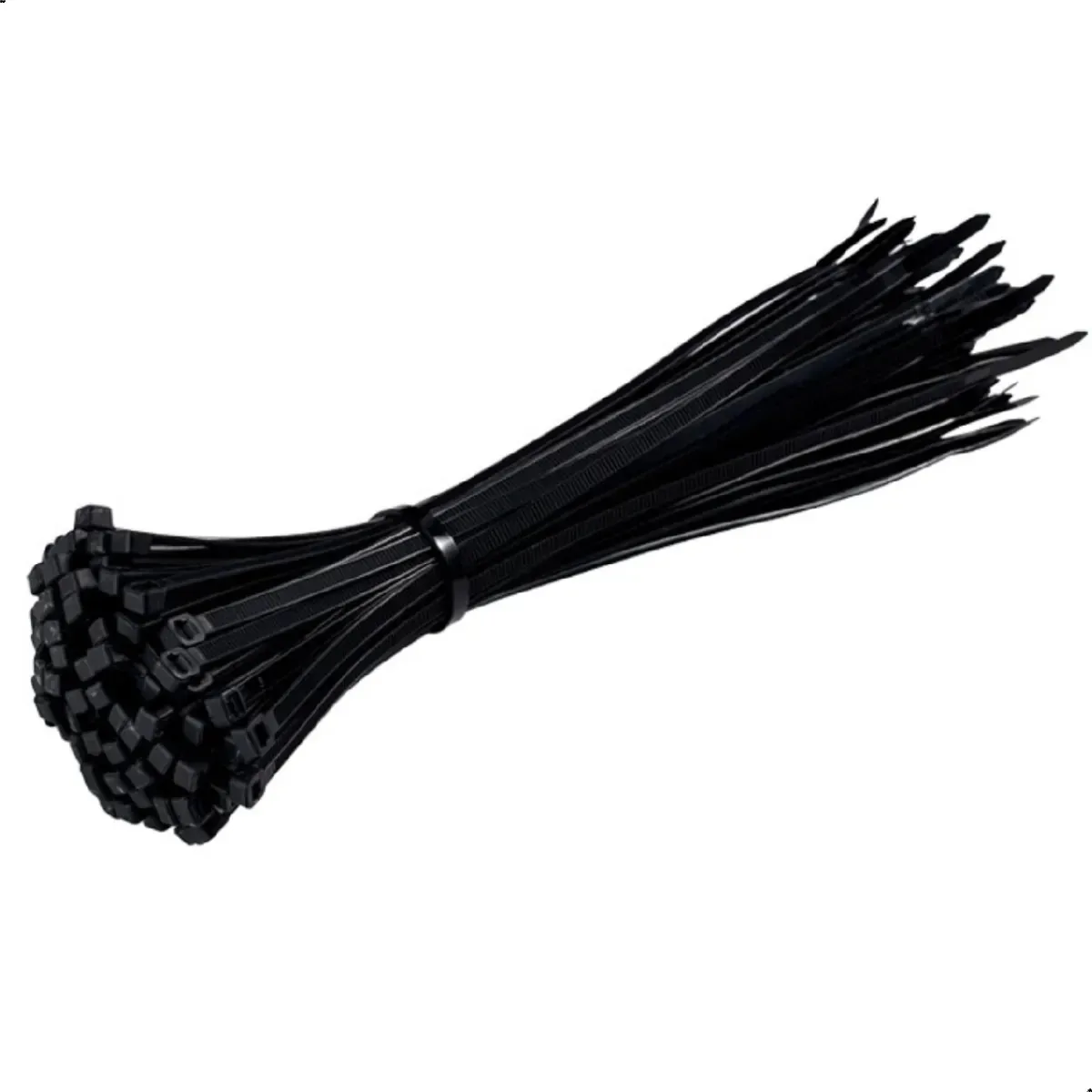 Kit 100 Abraçadeiras Nylon Pretas 7.6mm x 300mm para Organização e Fixação