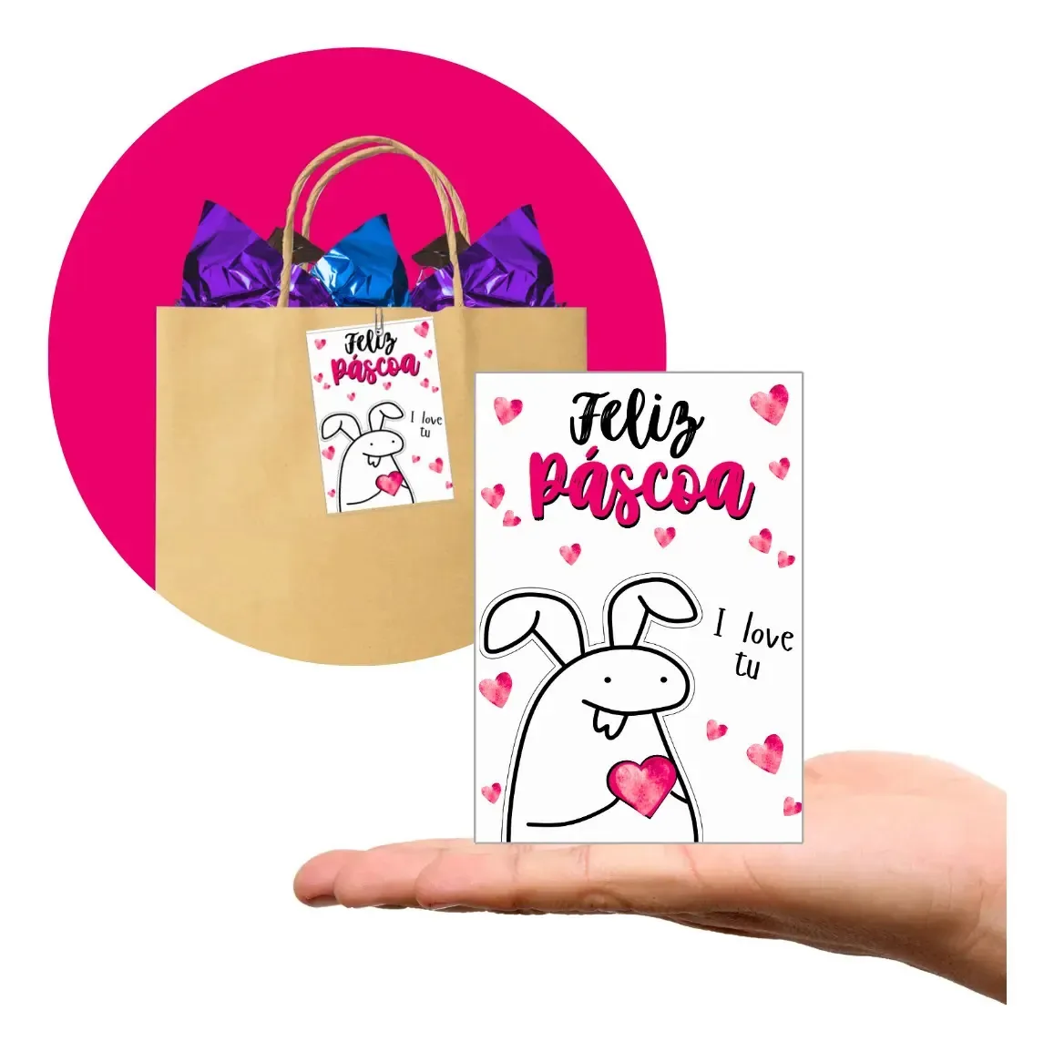 50 Cartões Feliz Páscoa - Tam: 7 X 10 Cm