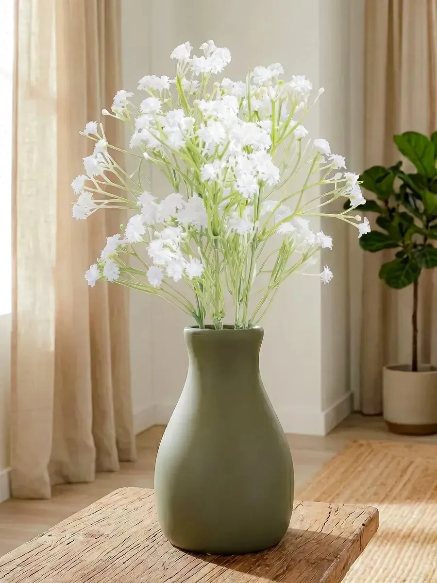 Arranjo De Flor Artificial Vaso Decorativo Buque Mosquitinho Cor Verde