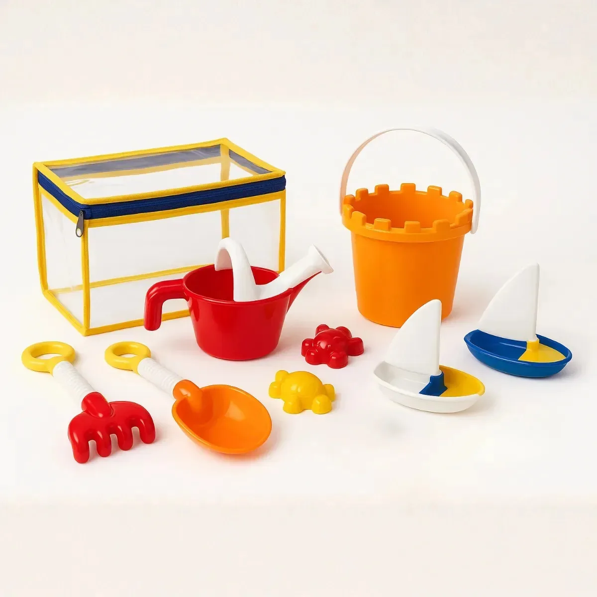 Baldinho Praia Areia Conjunto Kit 8 Peças Brinquedo Infantil Balde Com Bolsa Regador E Forminhas