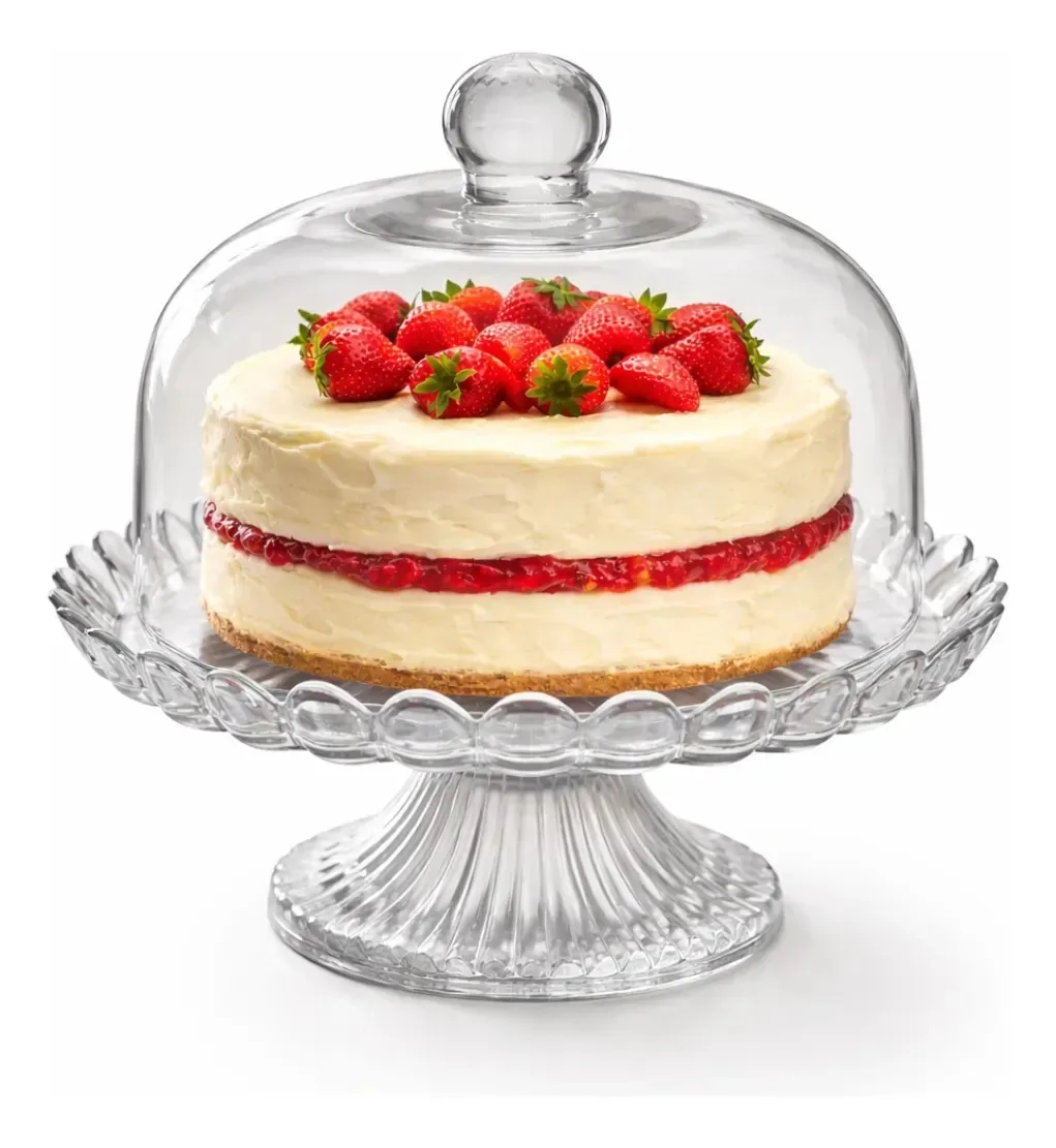 Boleira Vidro Tampa E Pé Cupula Bolo Doces Mesa Posta 24 Cm Transparente