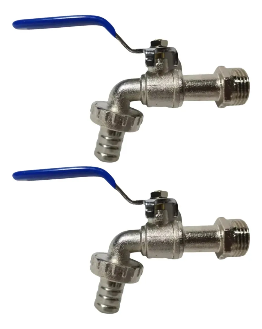 2 Torneiras Para Jardim 3/4válvula Esfera Tangue Mangueira