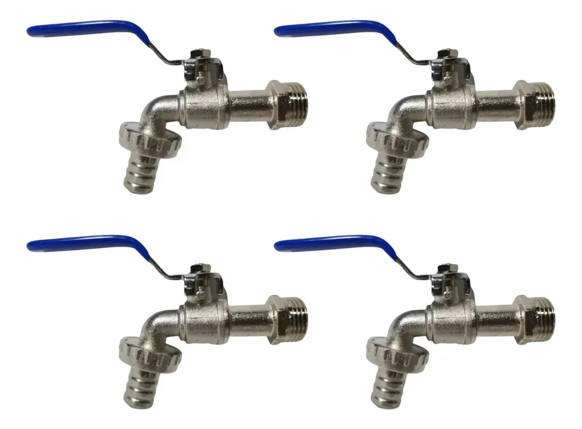 4 Torneiras Para Jardim 3/4válvula Esfera Tangue Mangueira