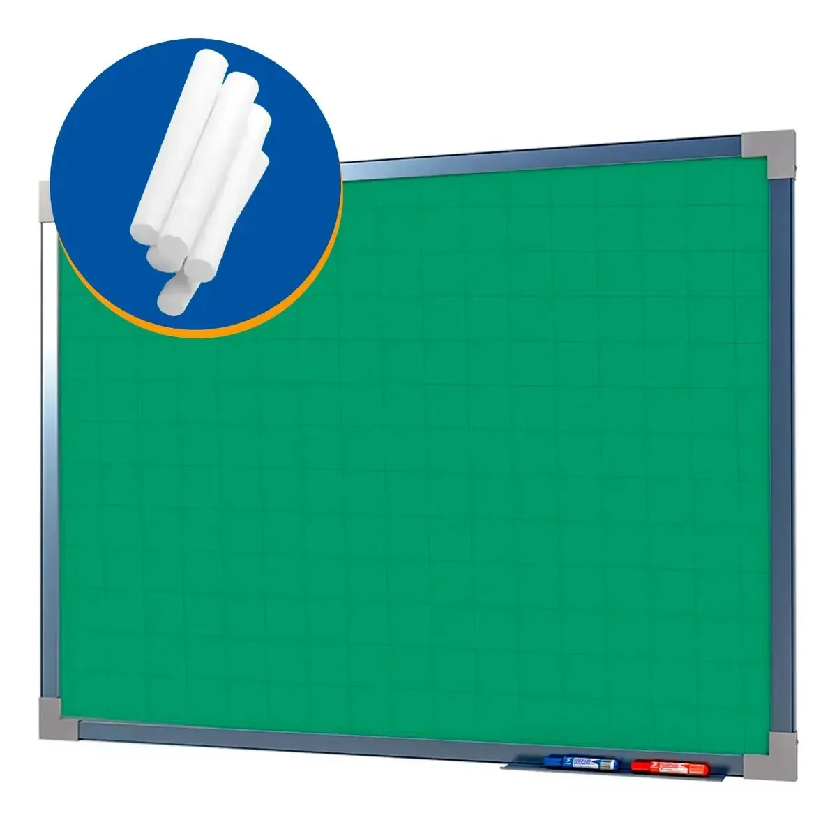 Lousa Quadro Verde Fórmica Quadriculada 123x150cm + Giz