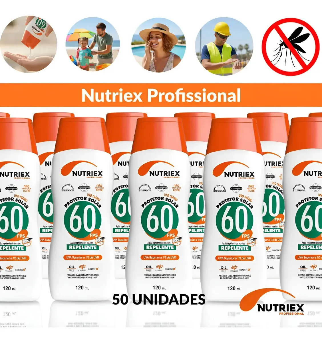 Atacado 50 Protetores Nutriex Fps60 Com Repelente