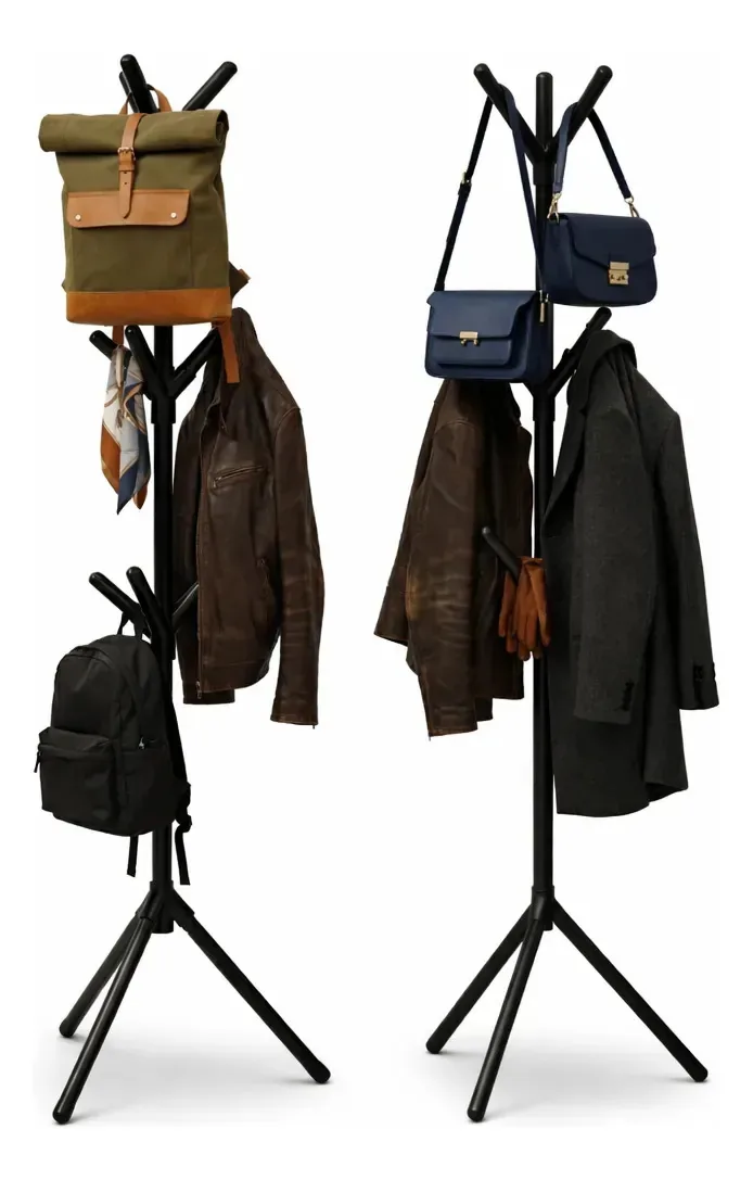 Cabideiro Mancebo De Chão Organizador Com 9 Ganchos Para Roupas Bolsas E Acessórios Estrutura Firme Design Moderno Ideal Para Organização Residencial E Comercial - Shokki