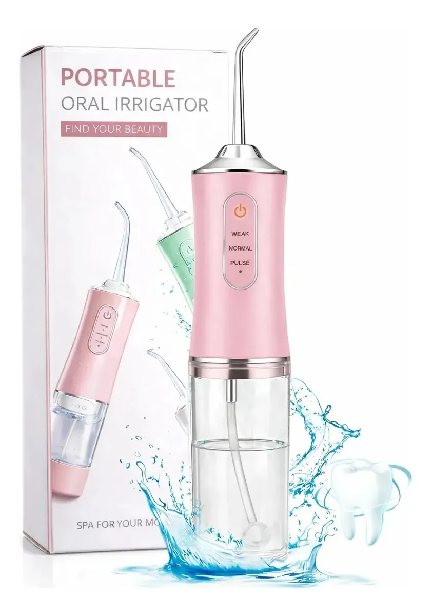 Irrigador Oral Portátil SHOKKI, Jato de Água Para Limpeza Profunda e Higiene Bucal, Rosa