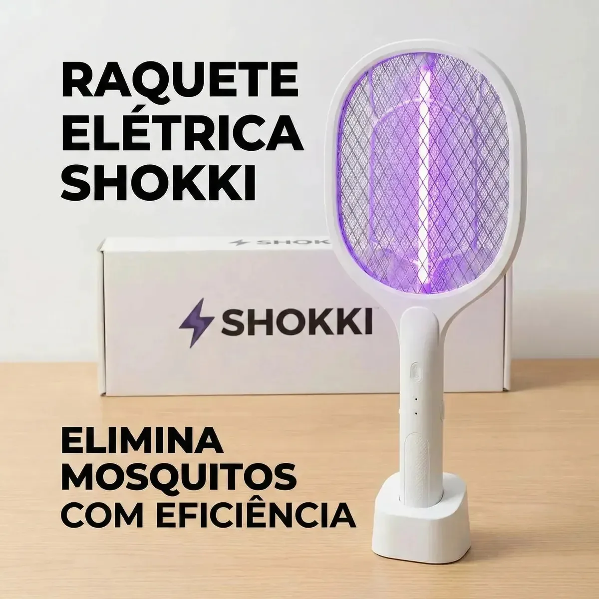 Raquete Mata Mosquitos Elétrica Recarregável Pernilongos E Insetos Potente, Portatil Segura, Ions De Atração, Design Premium, Ideal Para Casa, Jardim E Uso Diário Sayonara