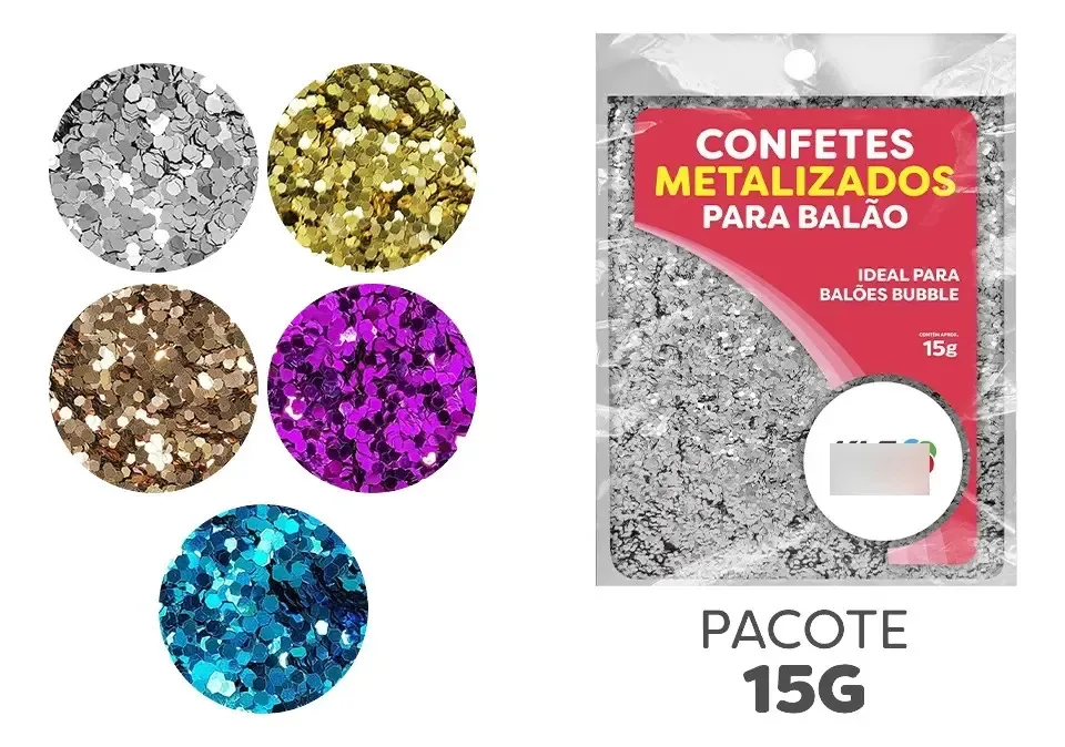 15g - Confete Metalizado Para Balão 0,1cm Cor Rosa Rosê