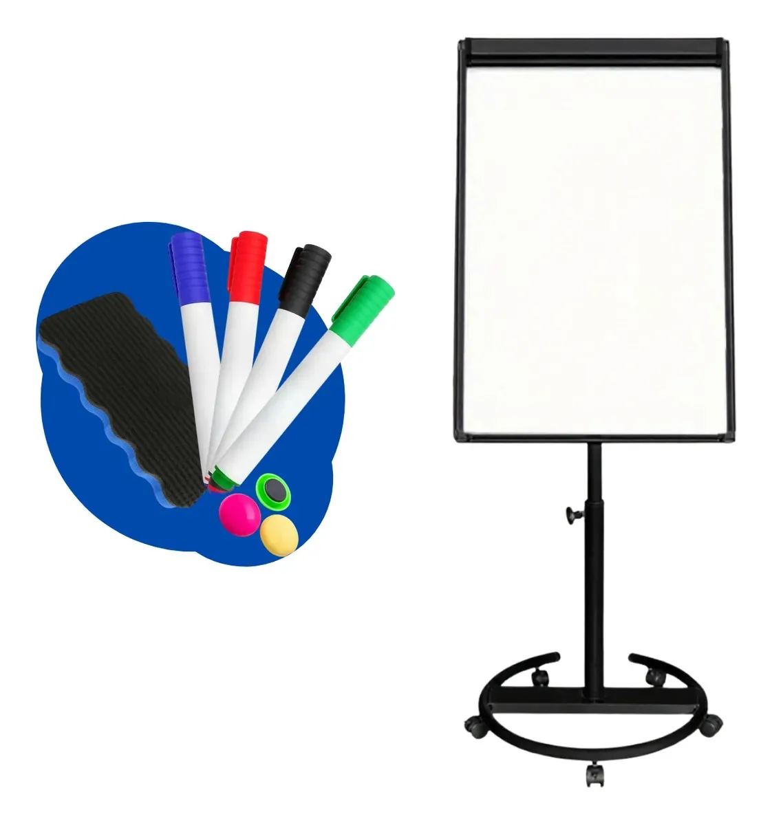 Flip Chart Quadro Móvel Magnético Reuniões + Acessórios Cor Preto