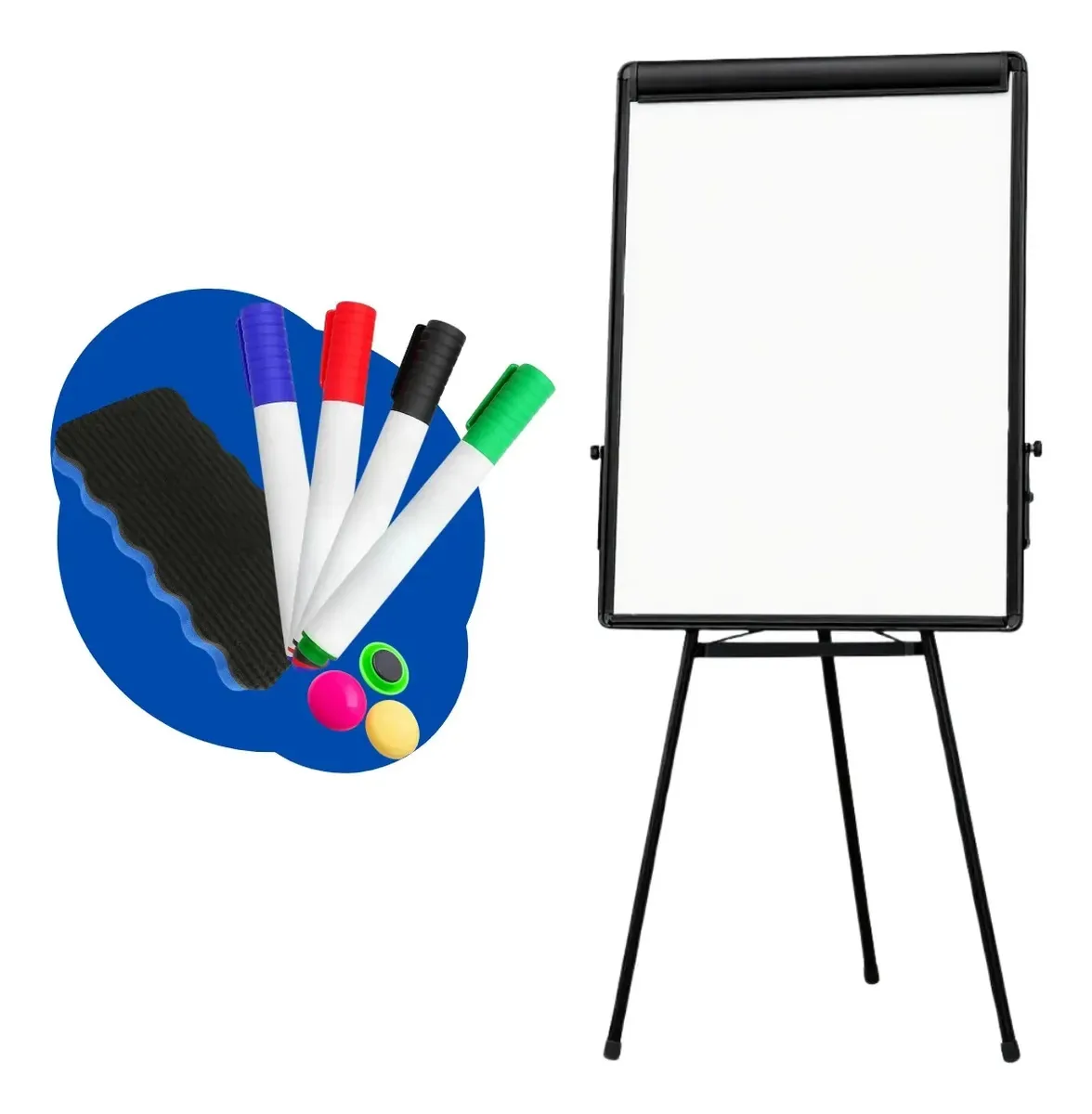 Flipchart Quadro Branco Magnetico Cavalete Tripé 2 Unidades Preto