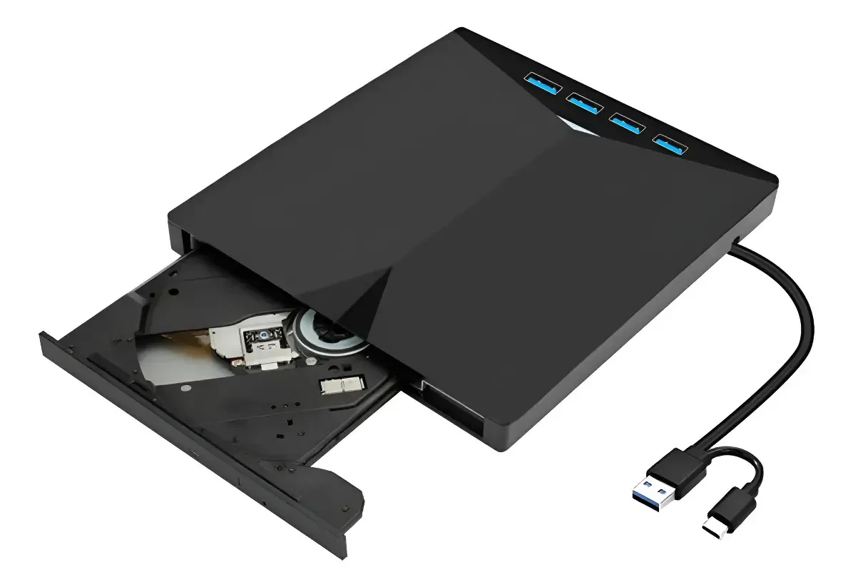 Gravador Dvd Externo Usb 3.0 Leitor Micro Sd/sd Dvd-rw-mu F3 Preto