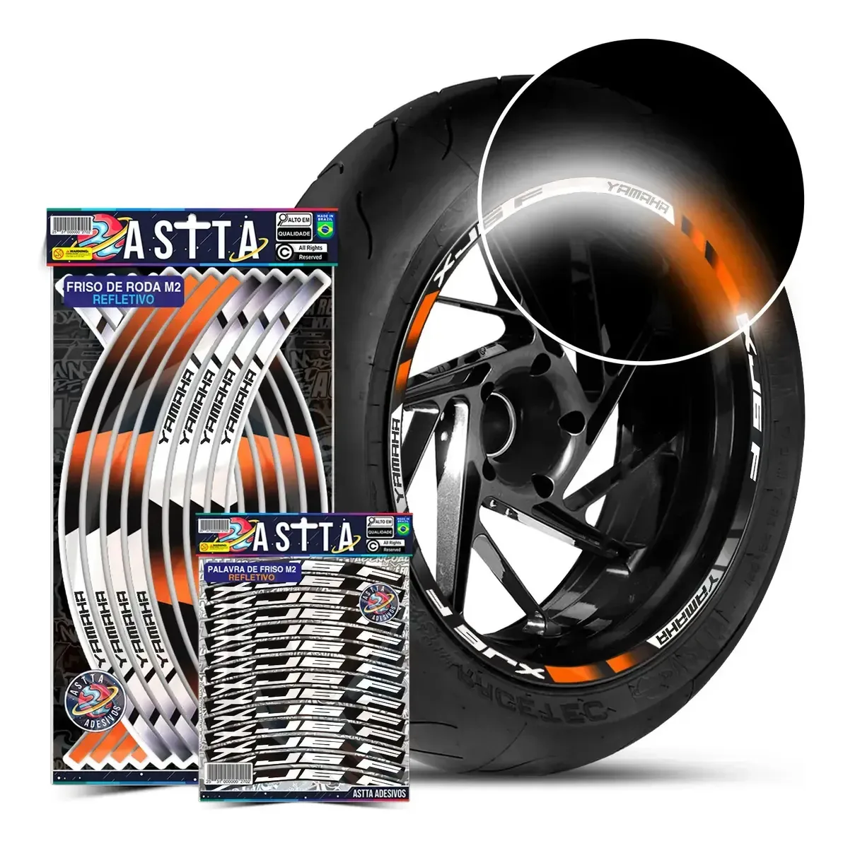 Kit Faixas Refletivas para Rodas Yamaha XJ6 F Cor Laranja