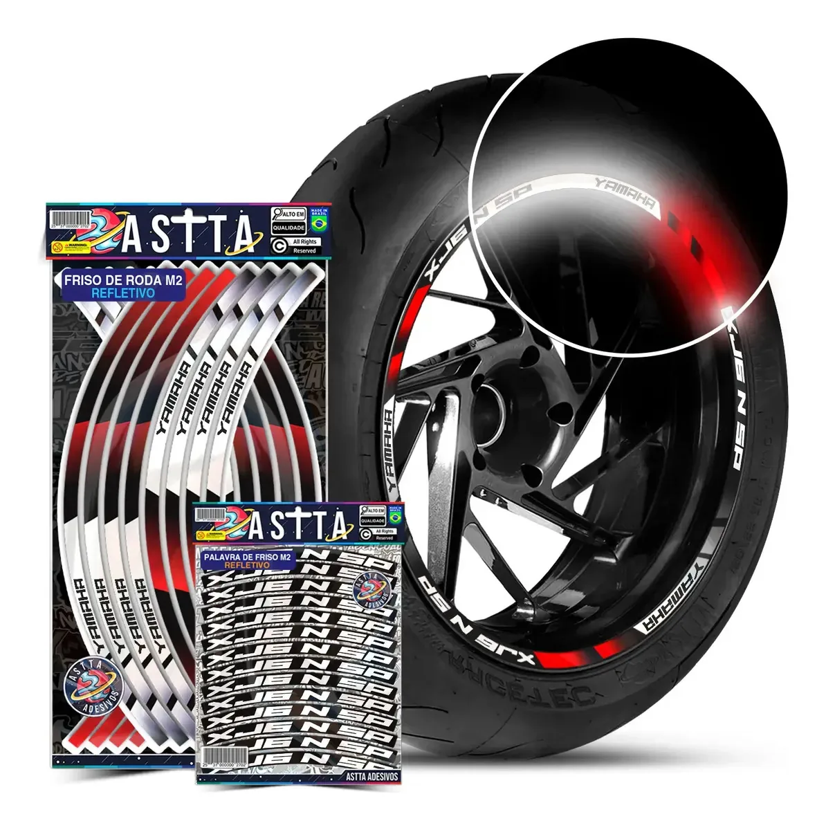 Kit Faixas Refletivas Vermelhas para Roda Yamaha XJ6 N SP