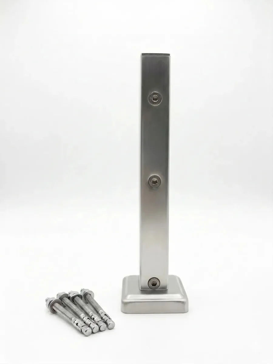 Coluna Torre Vidro Alumínio Guarda Corpo 40cm 3 Furos Cromado