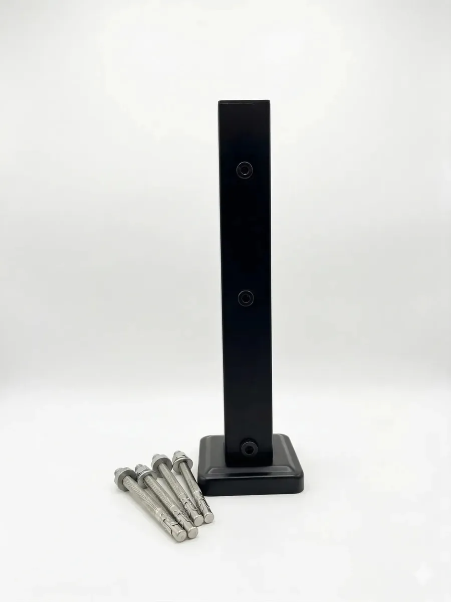 Coluna Torre Vidro Alumínio Guarda Corpo 40cm 3 Furos Preto