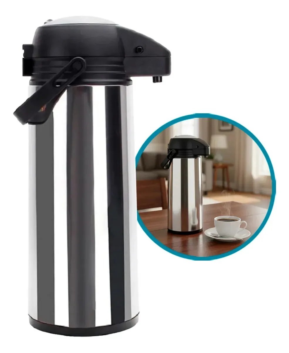 Garrafa Térmica Café 1,9 Litros Inox Uso Comercial E Empresa - Com Bomba Pressão Profissional