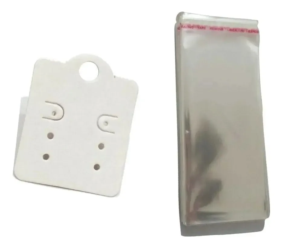 Kit 100 Tags Para Brinco 6 Furos Branco + Saquinhos