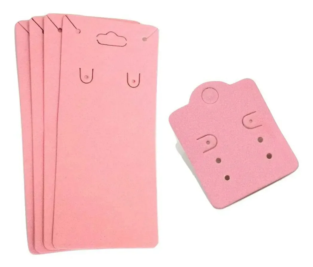 Kit 100 Tags Para Corrente + 100 Tags Para Brinco Rosa