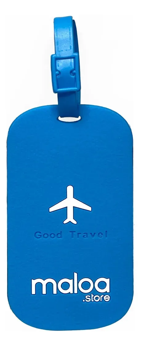 Etiqueta para Bagagem Maloa.Store Good Travel de PVC Azul Lisa
