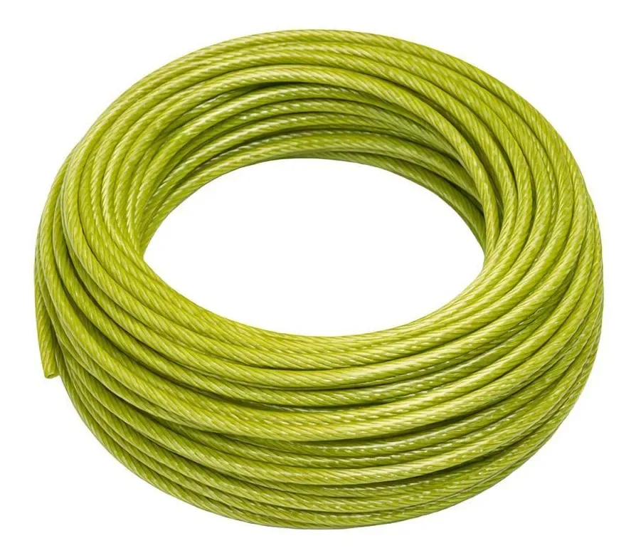 50 Metros Cabo De Aço 4,8mm 6x19 Vias Revest, Verde Lemon