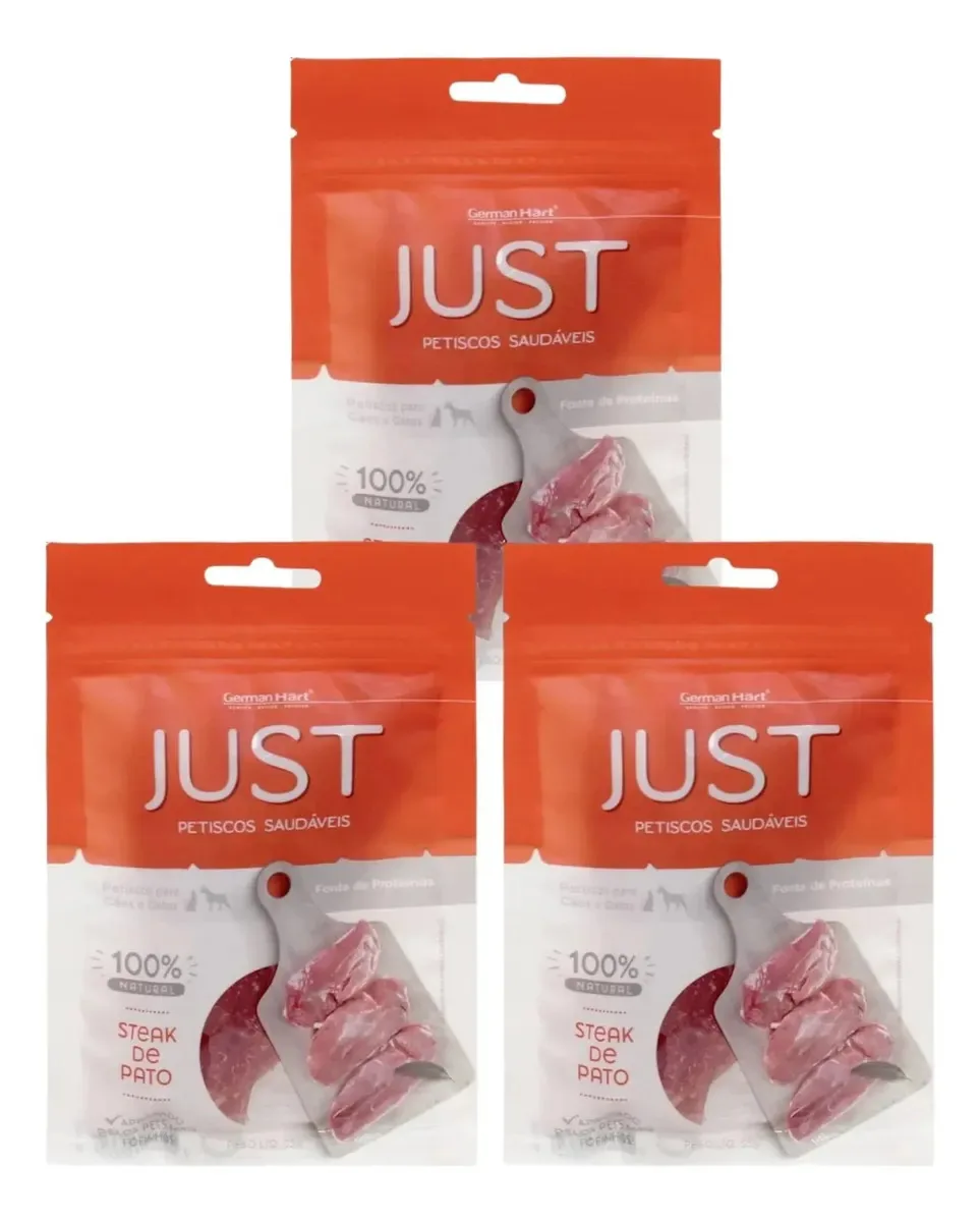 Kit Petisco Just Steak De Pato Cães E Gatos 55g 3 Unidades