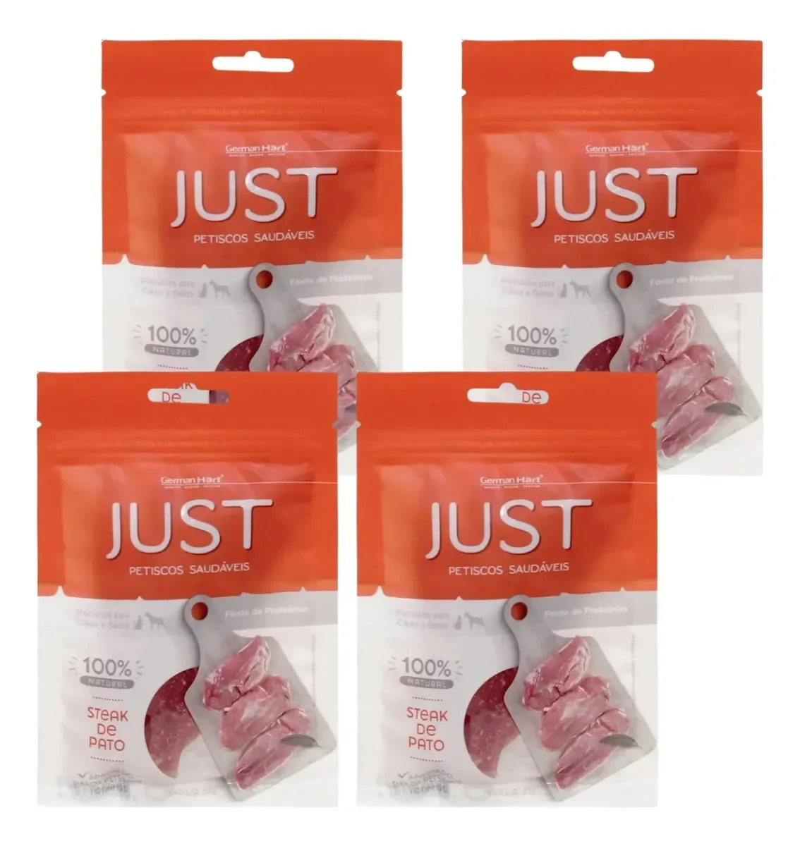 Kit Petisco Just Steak De Pato Cães E Gatos 55g 4 Unidades