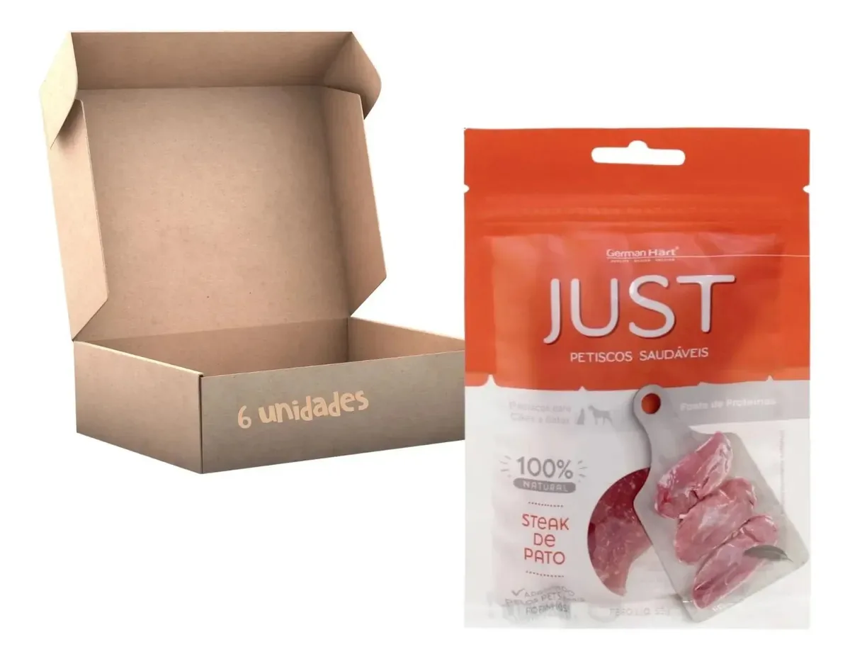 Kit Petisco Just Steak De Pato Cães E Gatos 55g 6 Unidades