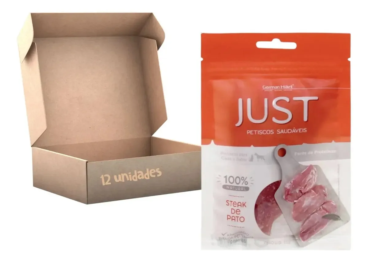 Kit Petisco Just Steak De Pato Cães E Gatos 55g 12 Unidades